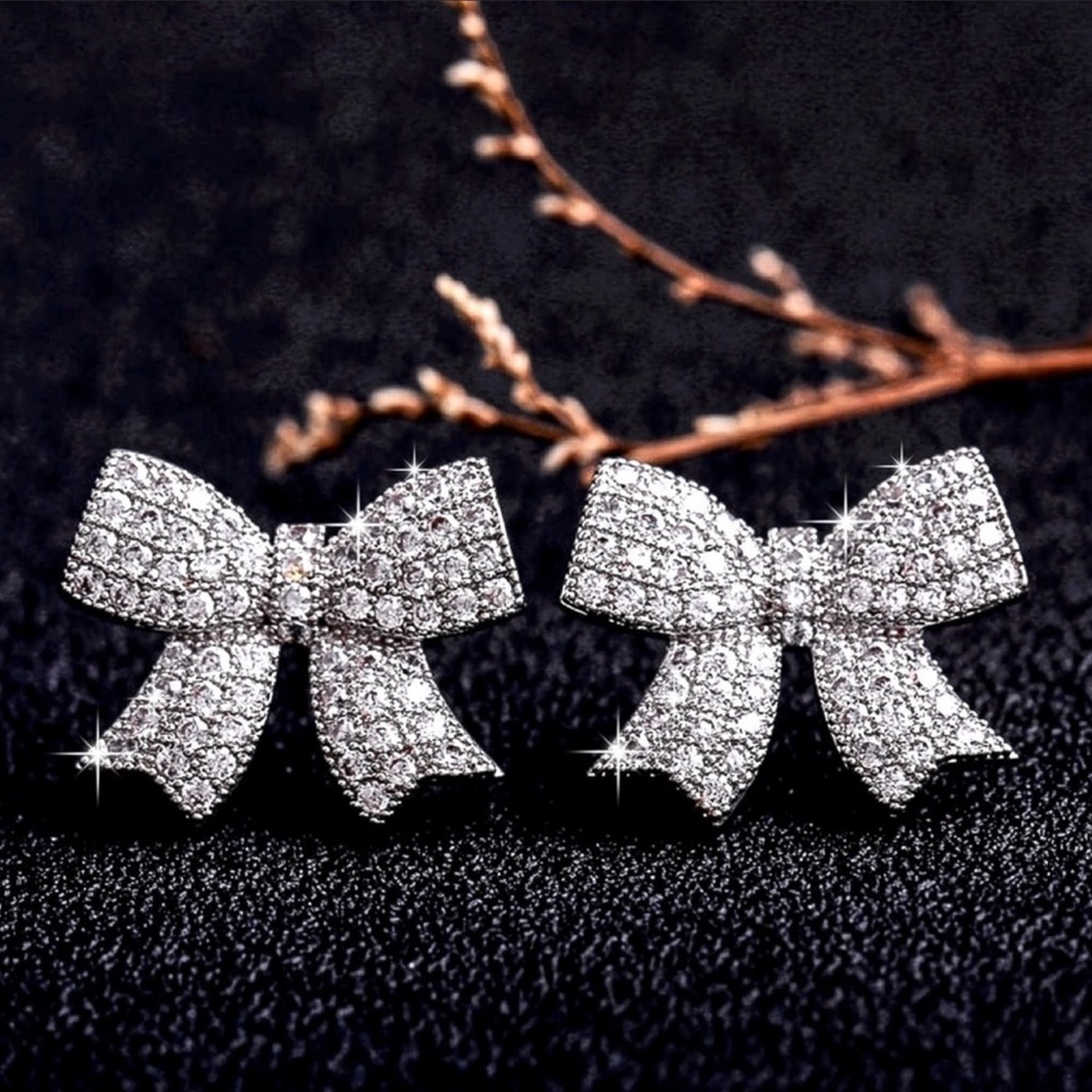 Micro Pave Bow Stud Earrings
